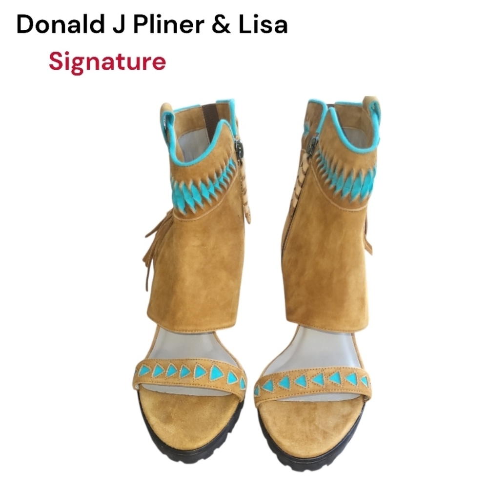 Rare Donald Pliner Lisa Signature Inux Boho Bohemian Native Fringe Stiletto 8 - Picture 5 of 14